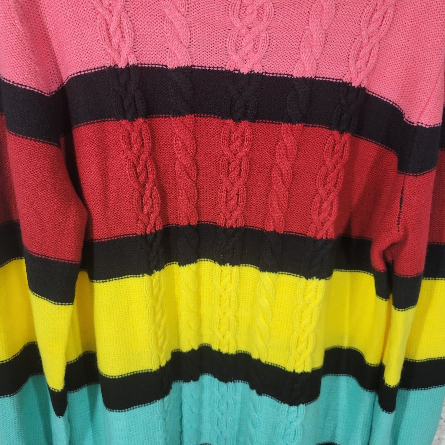 New York Co Womens Dress XXL Plus Sweater Long Sleeve Cable Knit Rainbow Acrylic