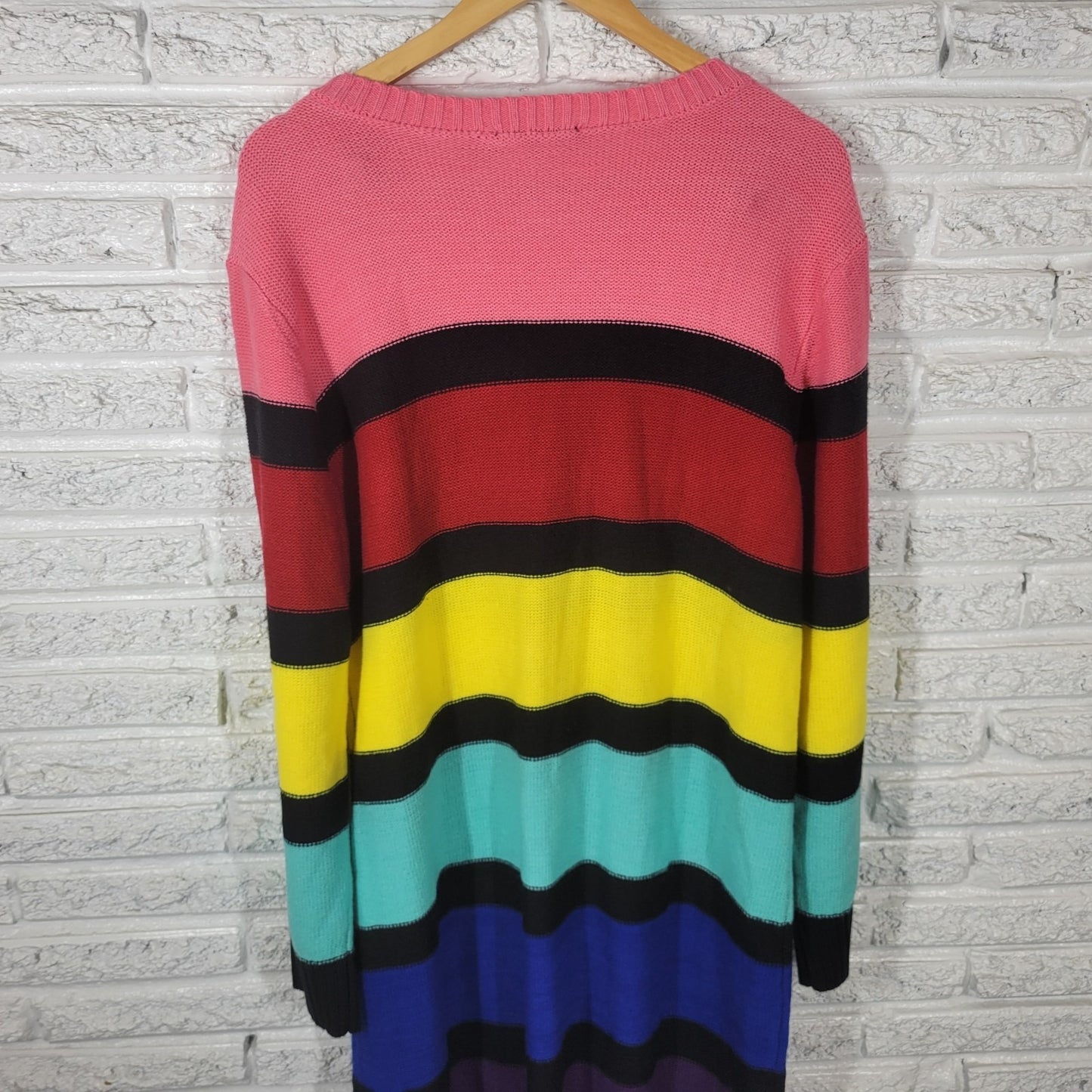 New York Co Womens Dress XXL Plus Sweater Long Sleeve Cable Knit Rainbow Acrylic