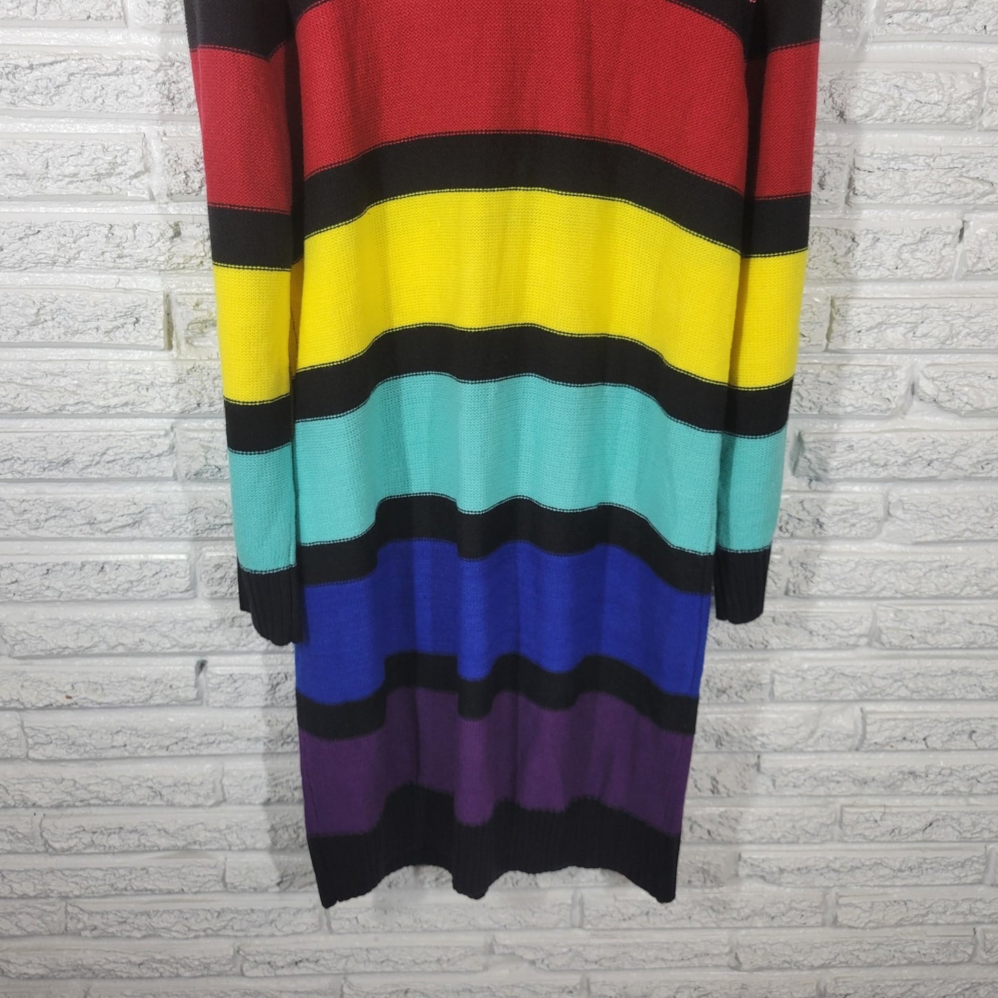 New York Co Womens Dress XXL Plus Sweater Long Sleeve Cable Knit Rainbow Acrylic