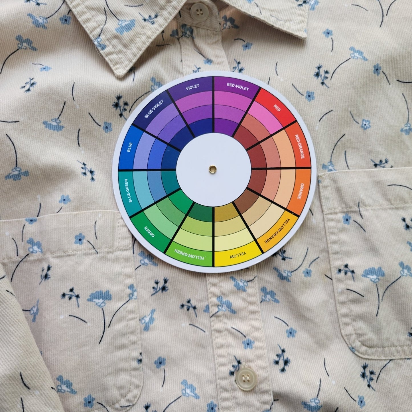 Cherokee Womens Top 20W Plus Long Sleeve Beige Blue Floral Pockets Cotton Button