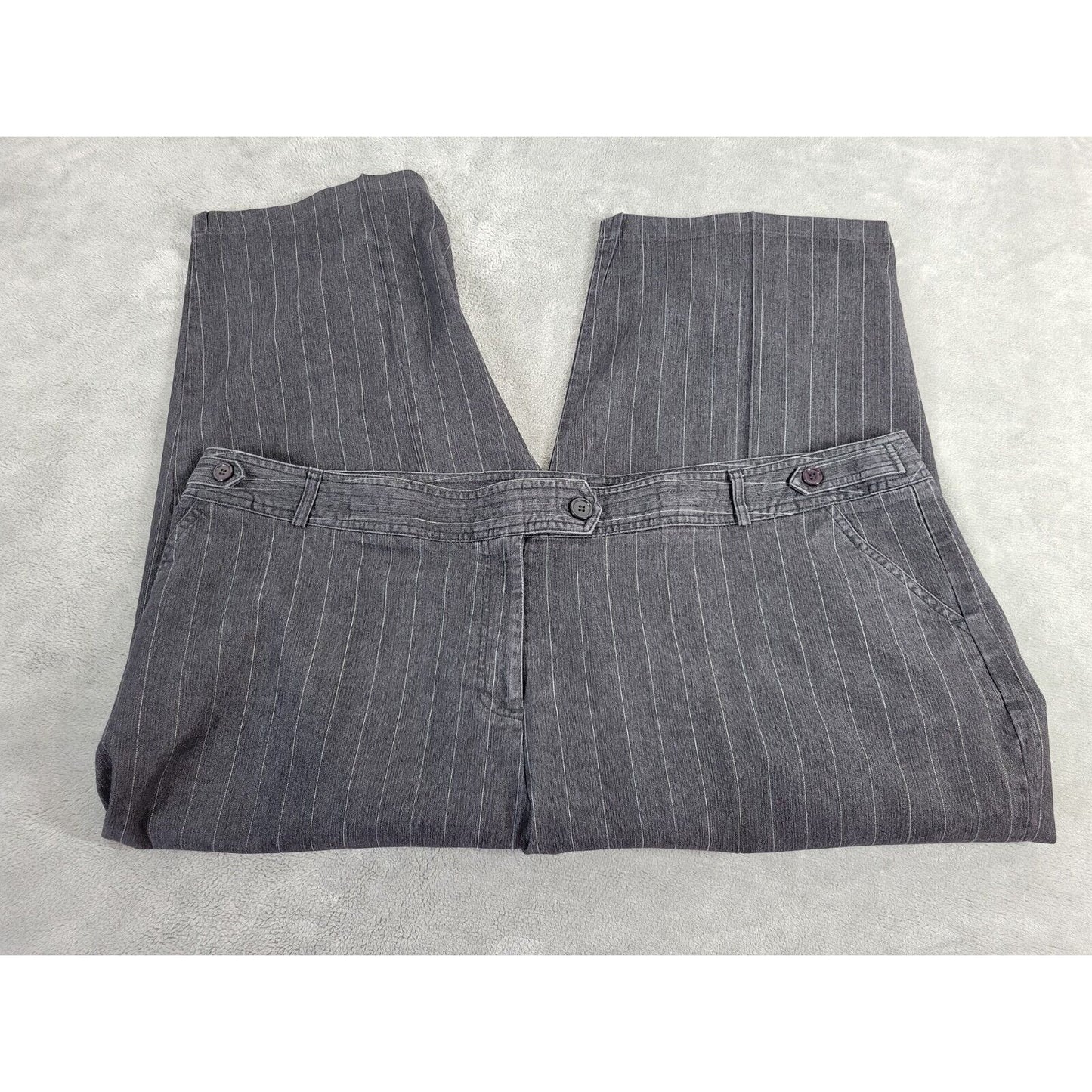 Cato Womens Pants 24W Plus Capri Black Stripe Cotton Blend Casual Stretchy Zip