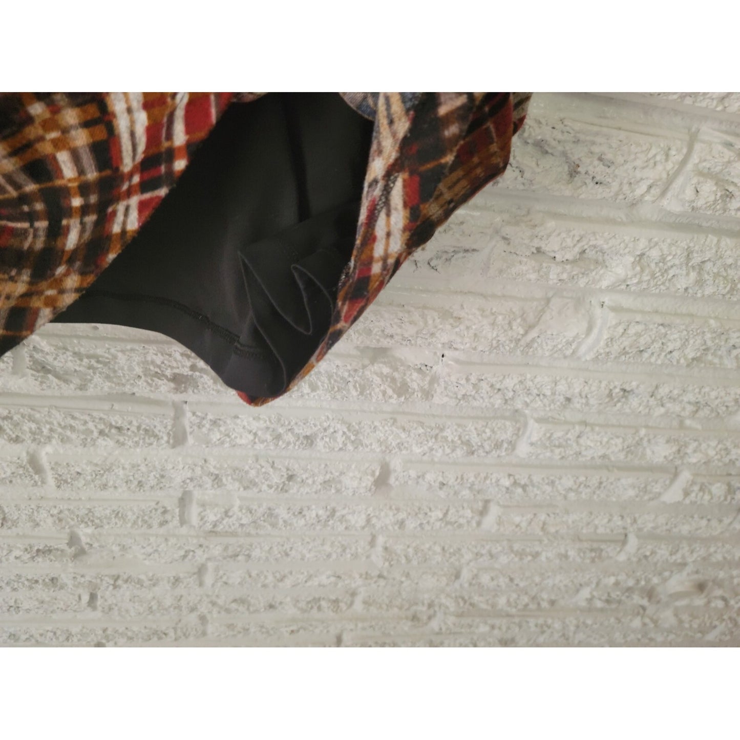 Perceptions Women Dress Extra Large XL Shirt Knit Mini Brown Plaid Ruched Sleeve