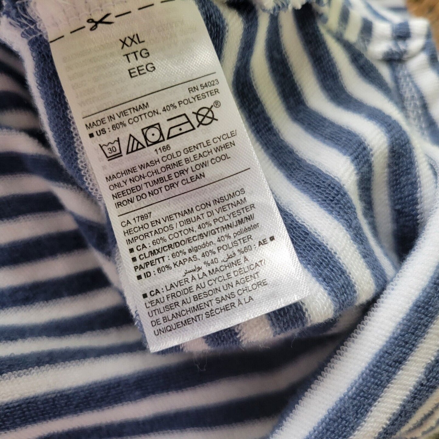 Old Navy Women Top XXL Tee Knit Cuff Sleeve Blue Stripe Cotton Blend Lightweight