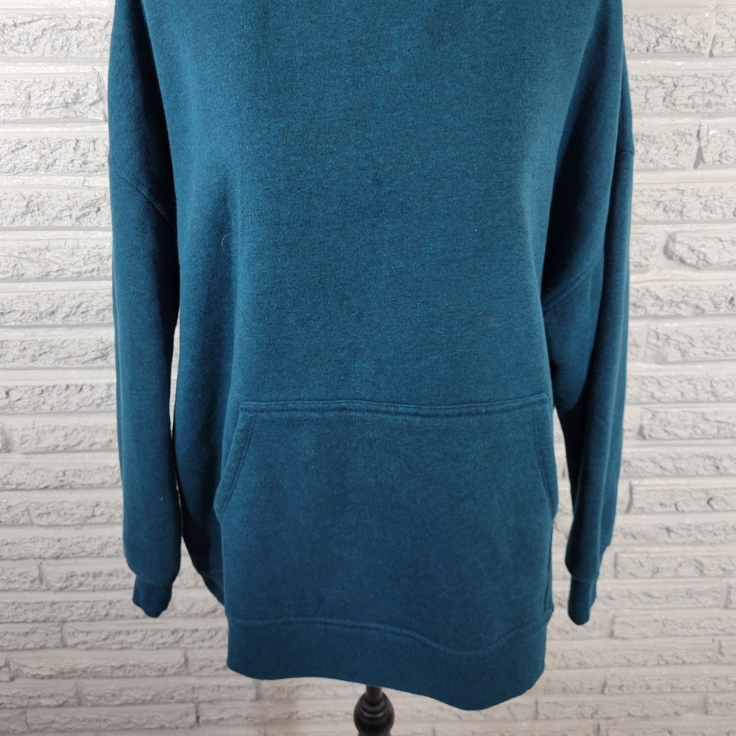 Danskin Womens Sweatshirt XXL Plus Long Sleeve Blue Green Cotton Blend Pockets