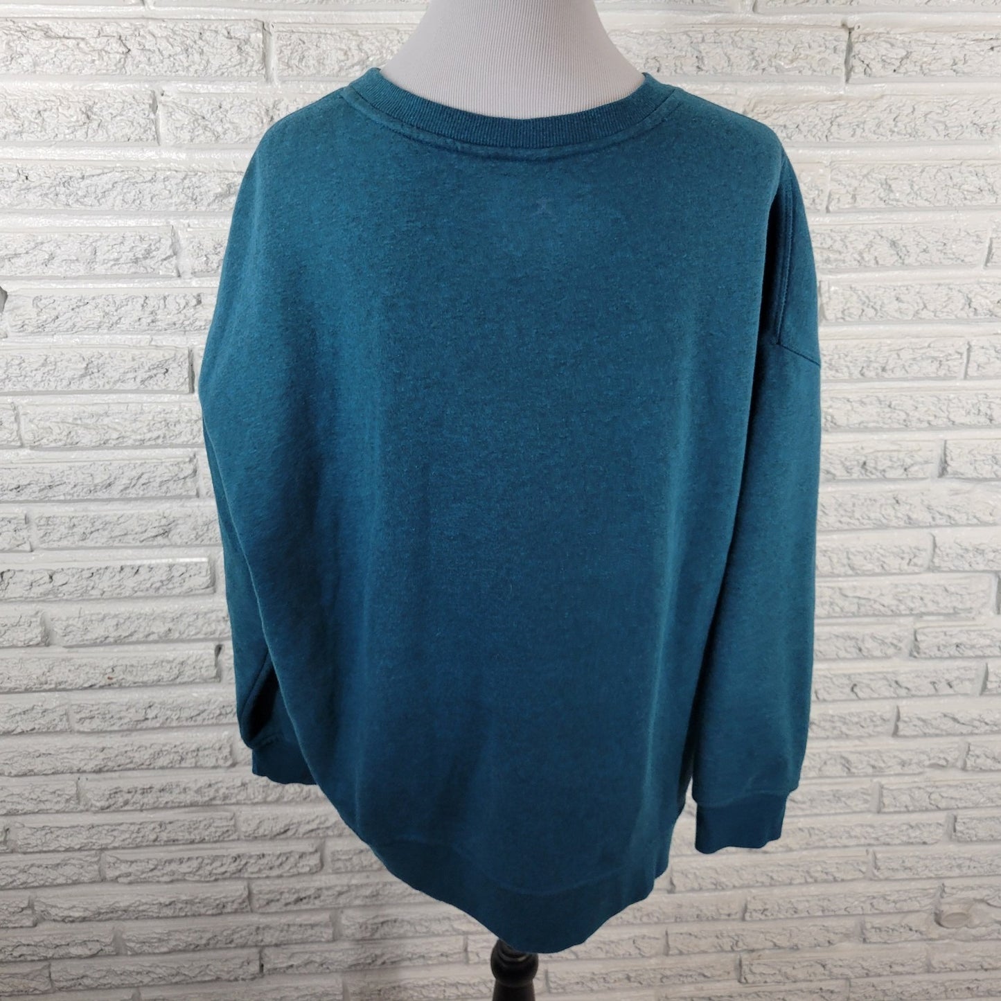 Danskin Womens Sweatshirt XXL Plus Long Sleeve Blue Green Cotton Blend Pockets