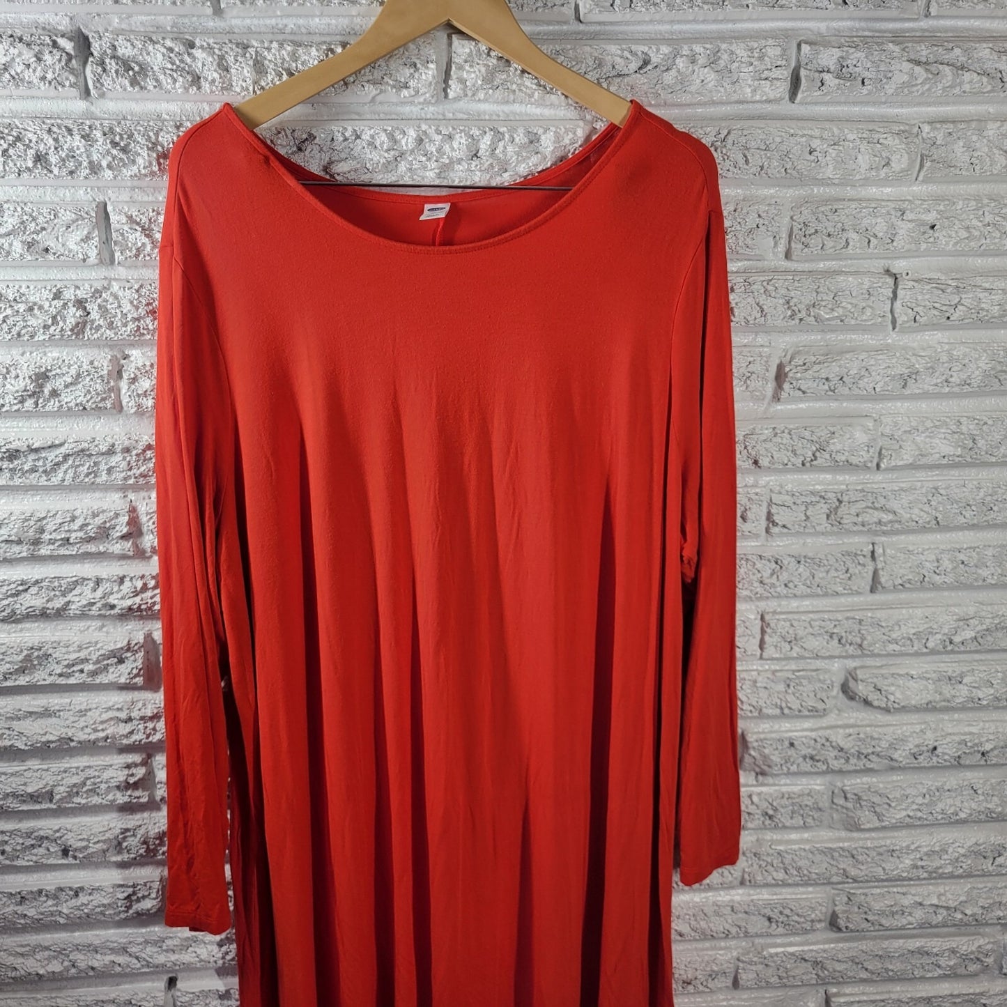 Old Navy Womens Dress 3X Plus Long Sleeve Red Rayon Spandex Comfy Stretchy