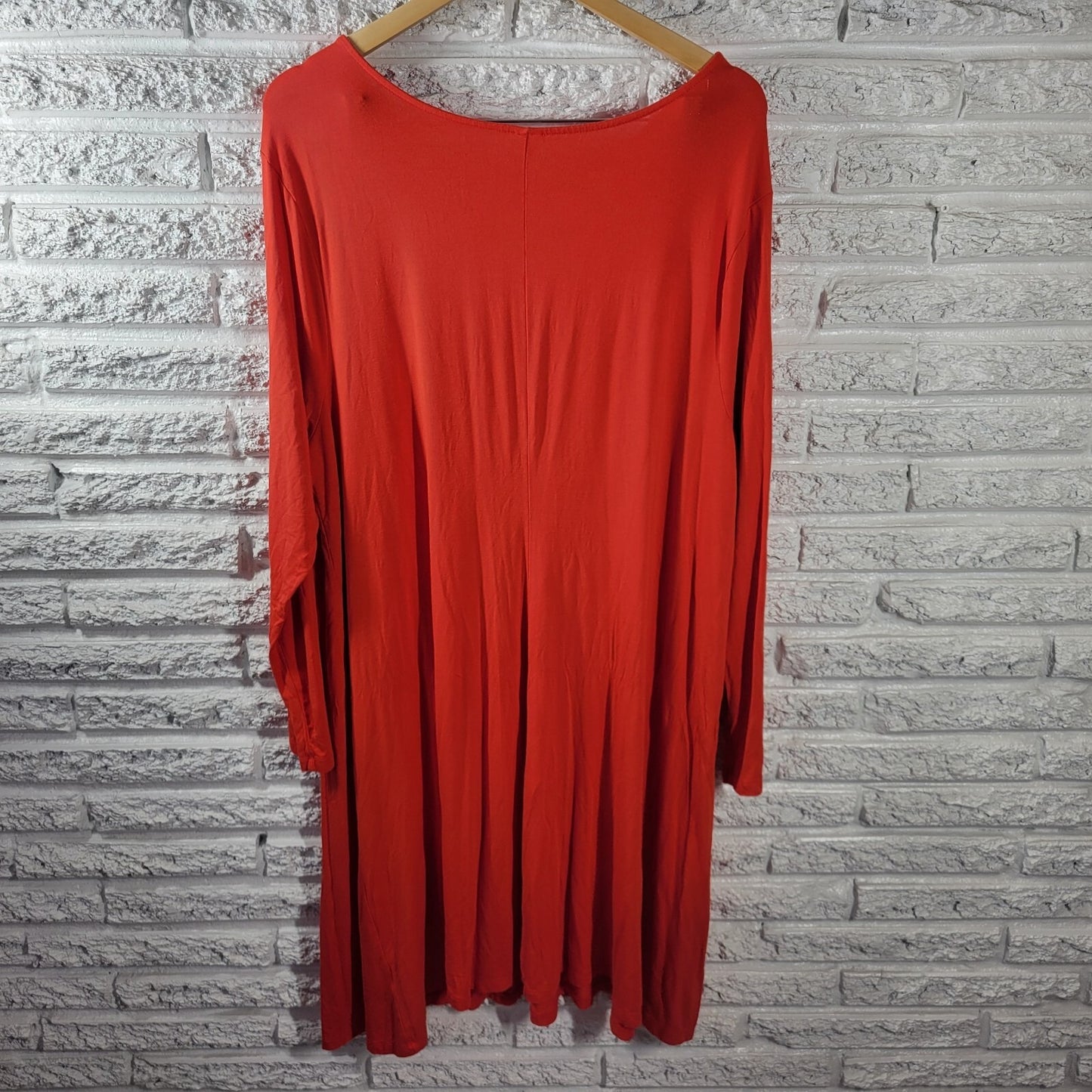 Old Navy Womens Dress 3X Plus Long Sleeve Red Rayon Spandex Comfy Stretchy
