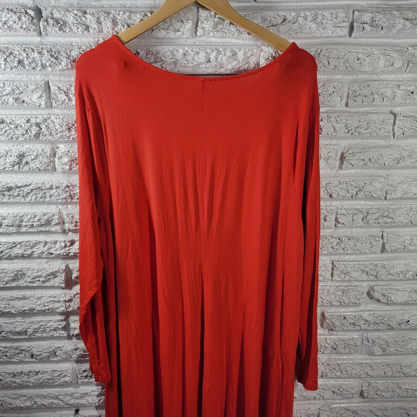 Old Navy Womens Dress 3X Plus Long Sleeve Red Rayon Spandex Comfy Stretchy