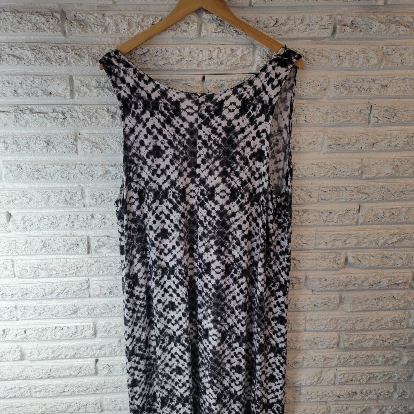 George Womens Dress 4X Plus Tank High Low  Black White Tie Die Asymmetric Casual