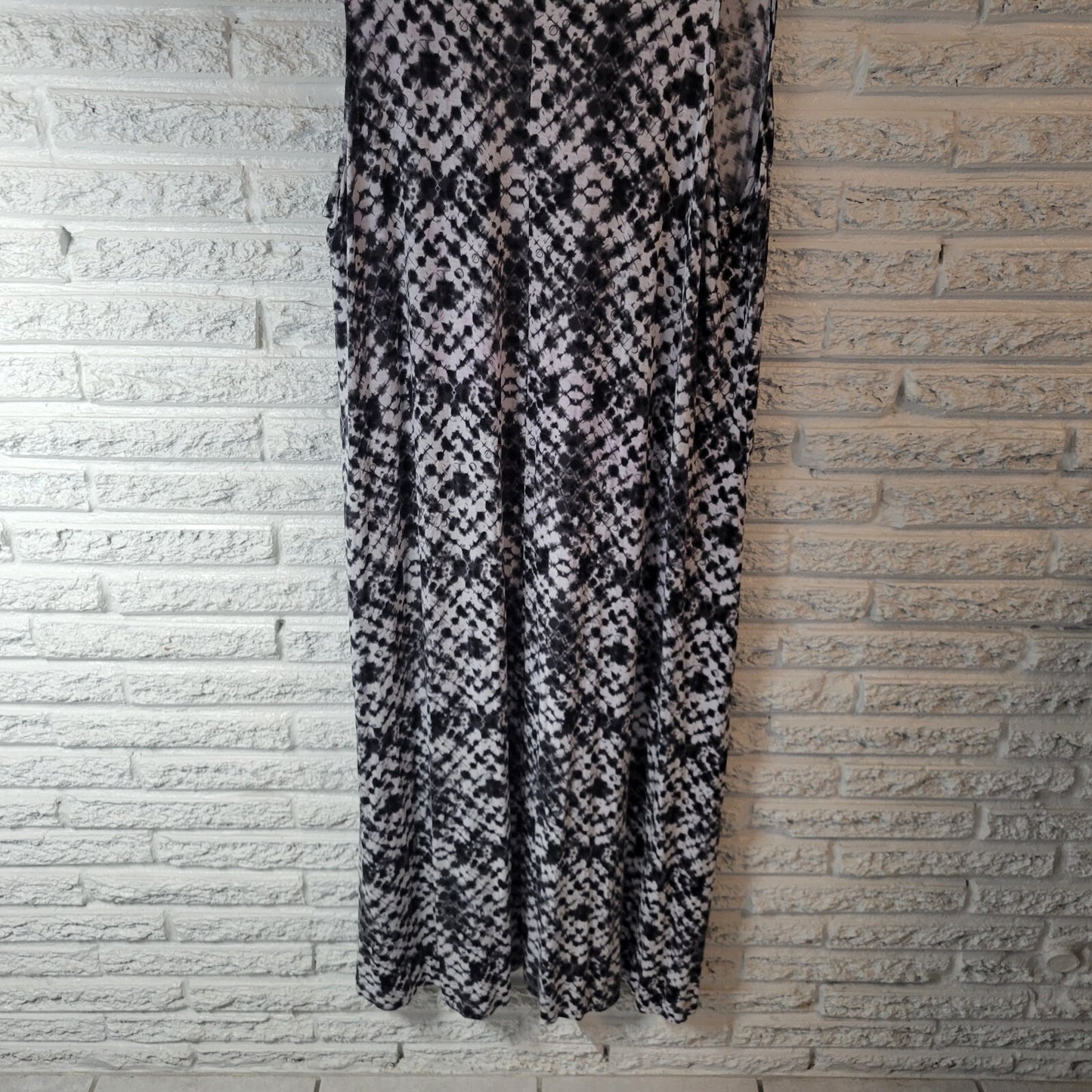 George Womens Dress 4X Plus Tank High Low  Black White Tie Die Asymmetric Casual