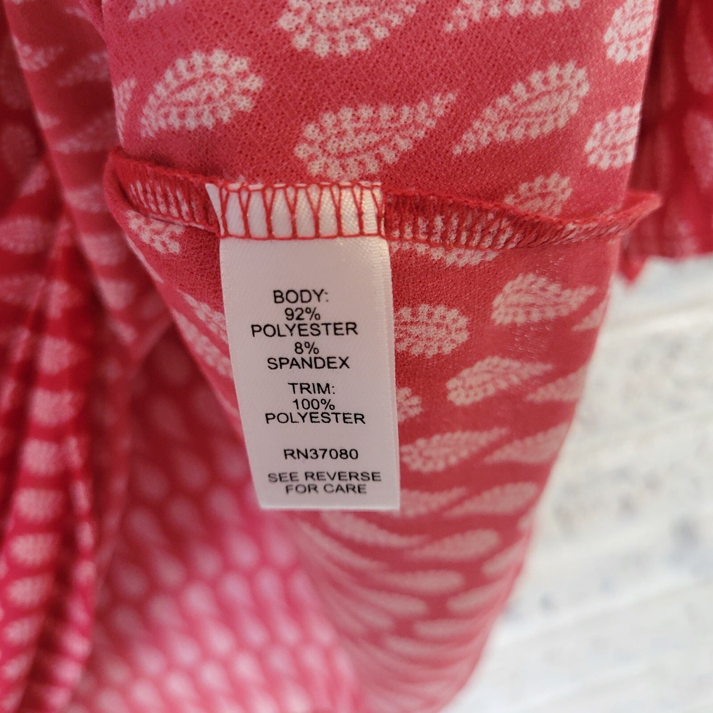 Cato Est 1946 Women Top 14W 16W Plus Swing Red Paisley Cold Shoulder Poly Blend