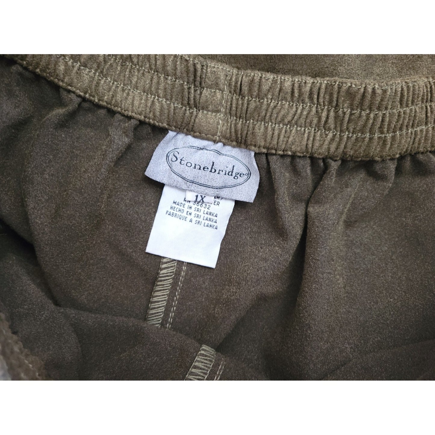 Stonebridge Womens Pants 1X Plus Straight Leg Pull On Comfort Polyester Brown