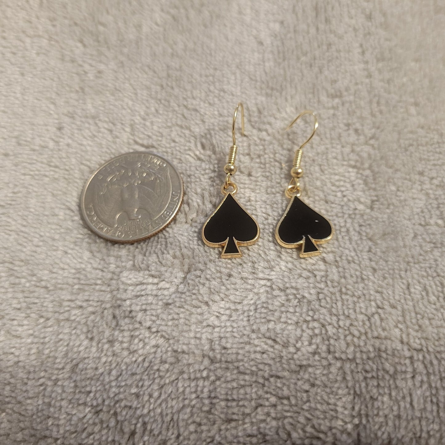 Spades Poker Suit Casino Earrings Hanging Dangle Novelty Fish Hook