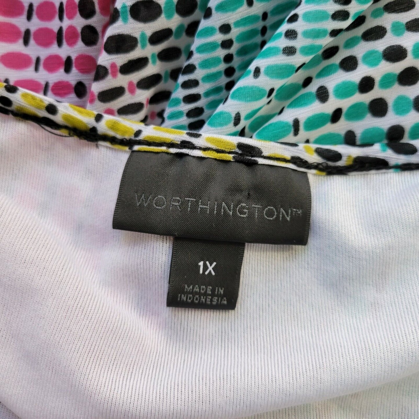 Worthington Womens Top 1X Plus Sleeveless Tank Circle Blue Geometric Pleated