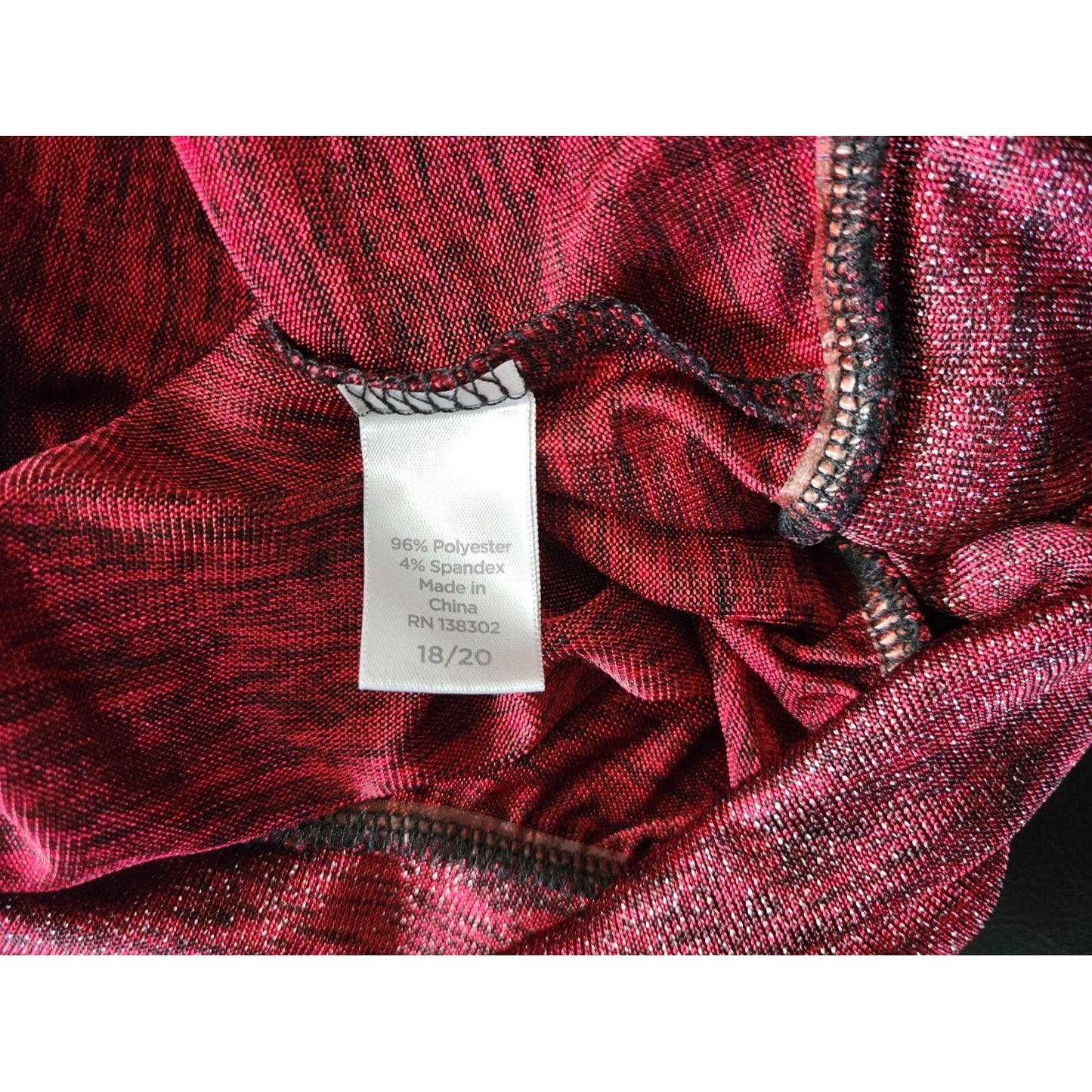 Avenue Womens Top 18 20 Plus Short Sleeve Cowl Burgundy Sheer Metallic Thread