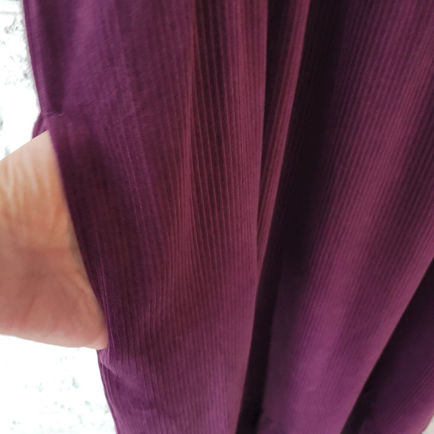 Denim Co QVC Womens Dress 1X Plus Midi Purple Ribbed Pockets Ruffle Poly Blend