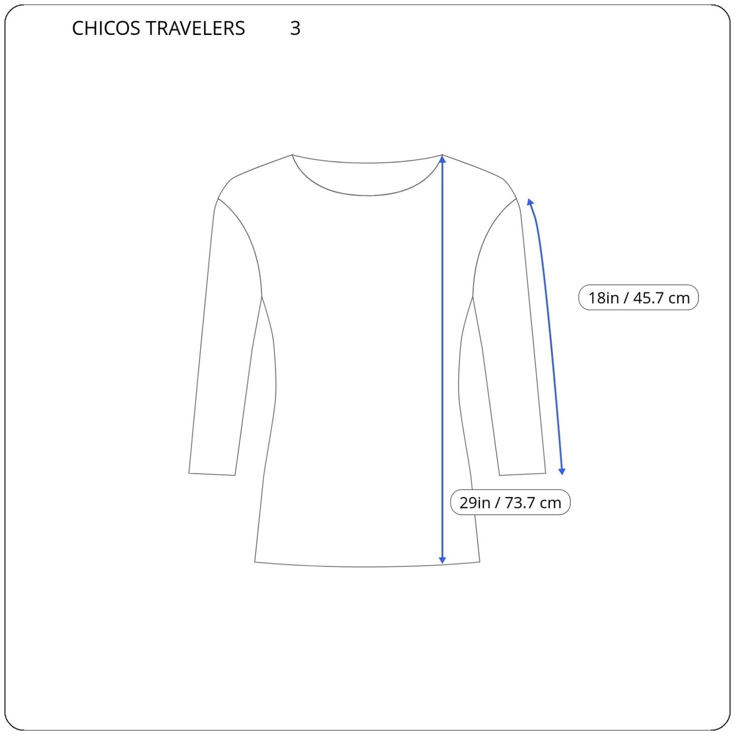 Chico's Travelers XL Black Geometric 3/4 Sleeve Blouse Acetate Spandex Stretch