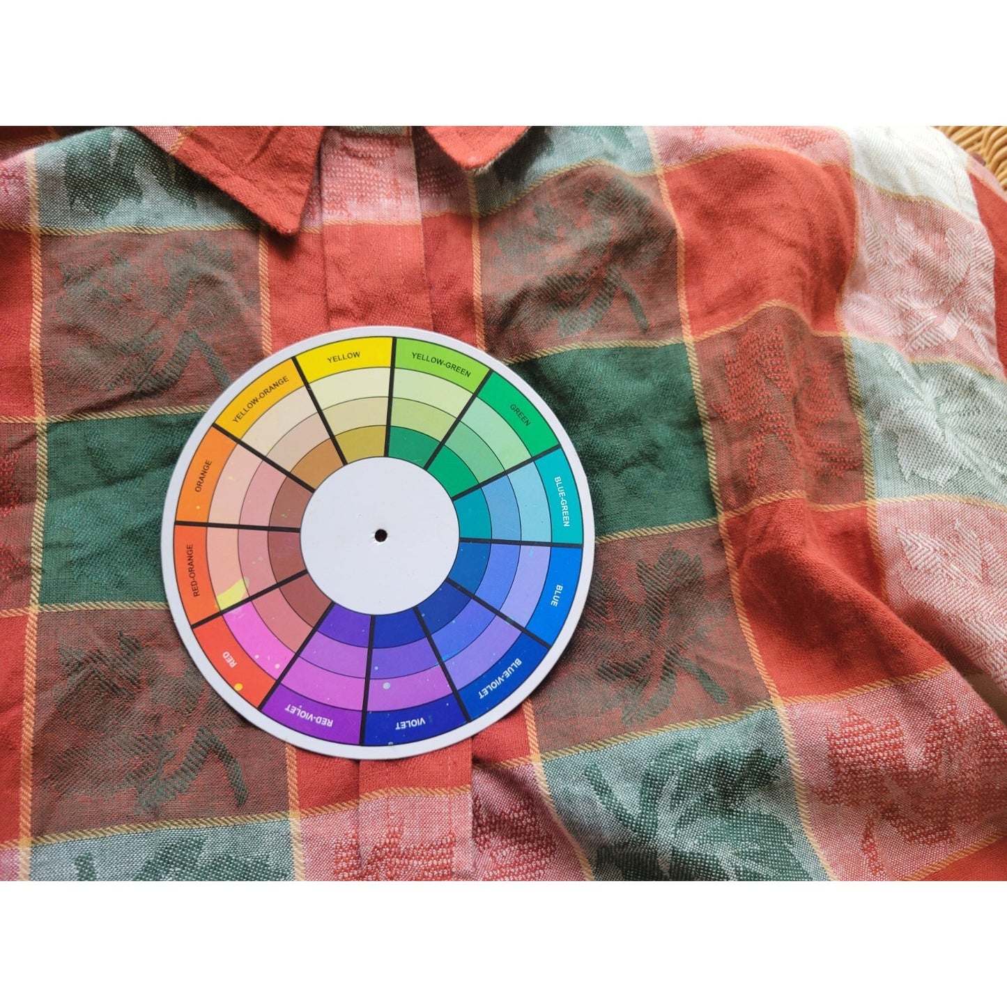 Maria Gabrielle Women Top 2X Plus Long Sleeve Cotton Red Plaid Oak Leaves Collar