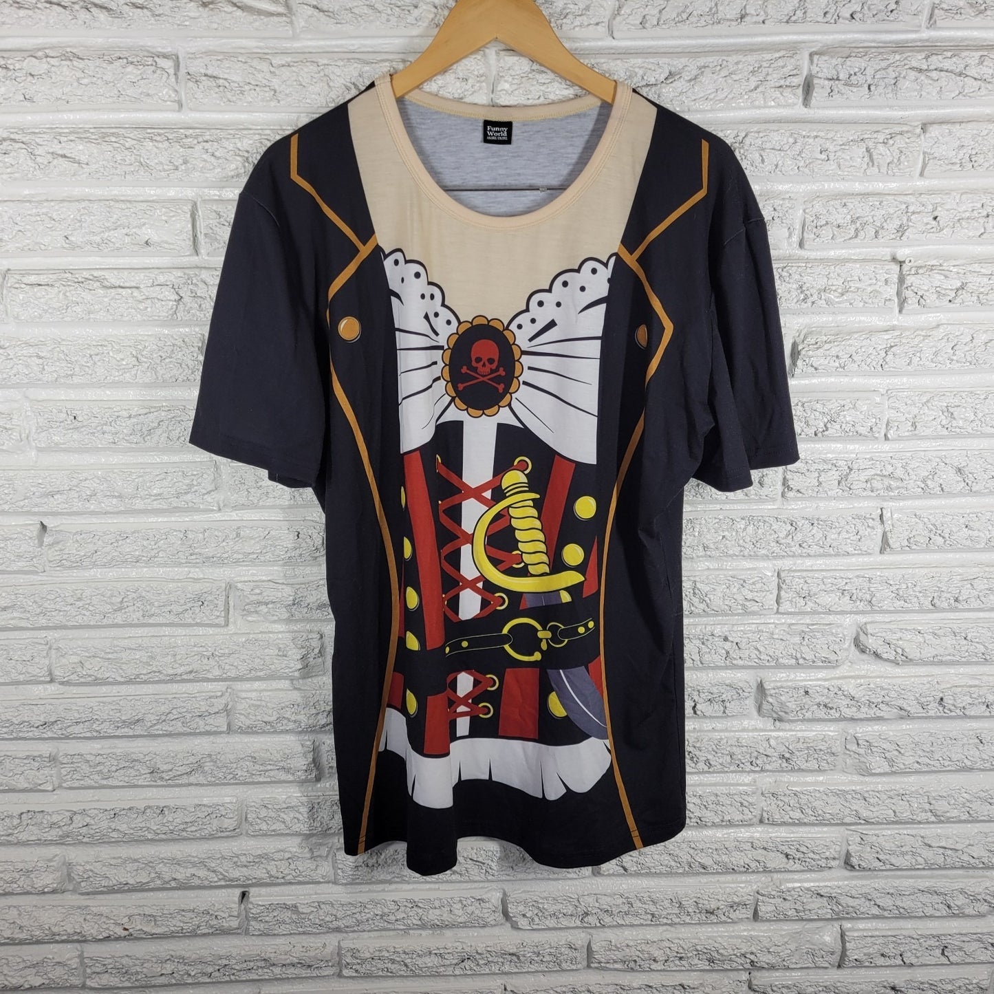 Hallloween Funny World Womens Top 3XL Plus Tee Pirate Costume Black Poly Blend