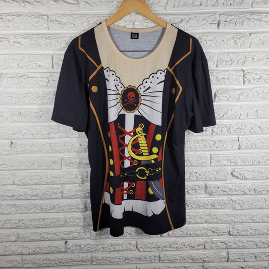 Hallloween Funny World Womens Top 3XL Plus Tee Pirate Costume Black Poly Blend