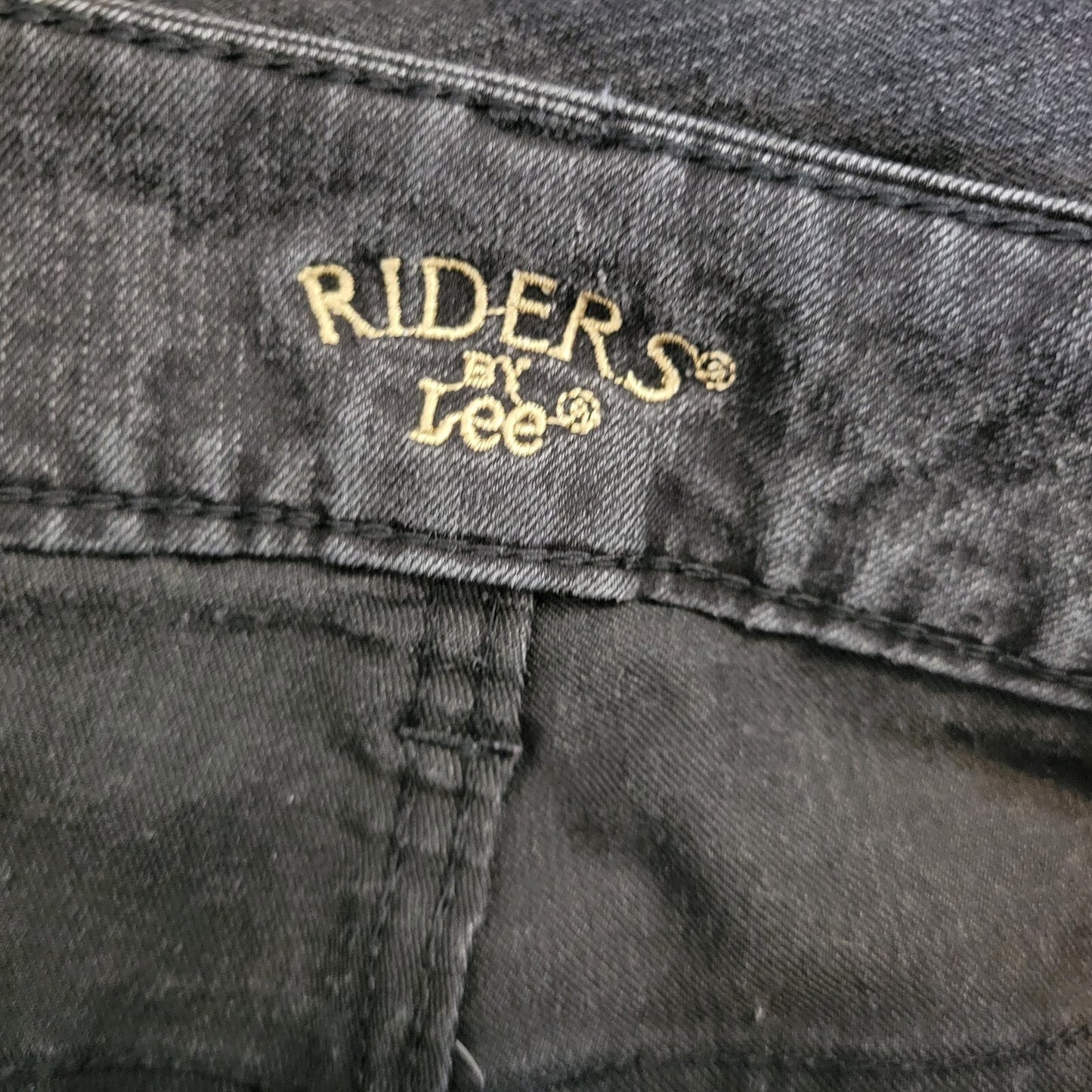 Riders Lee Womens Jeans 20W Plus Straight Leg Muted Black Denim Comfy Zip Fly