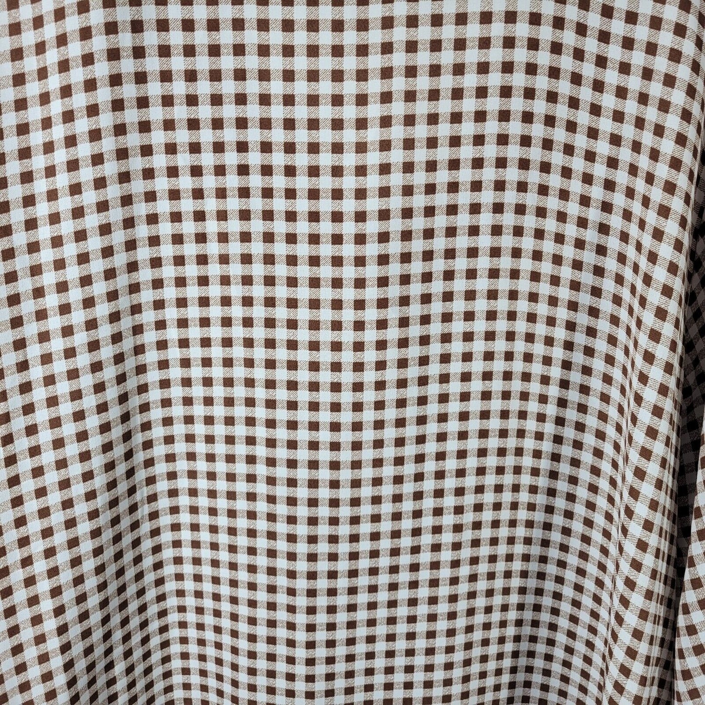 Cato Est 1946 Womens Top 26W 28W Ruched Sleeve Brown Plaid Lightweight Polyester