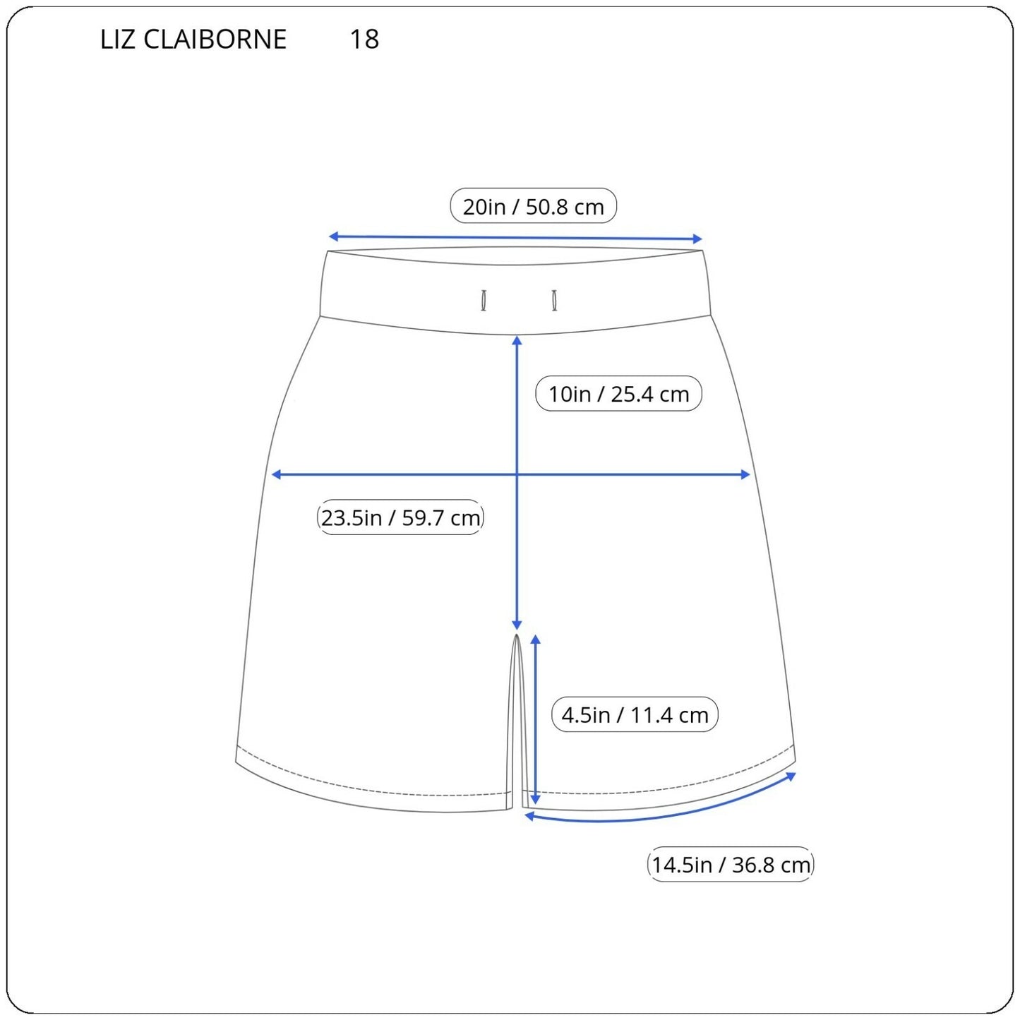 Liz Claiborne Womens Shorts 18 Plus Classic Blue Floral Zip Fly Cotton Blend