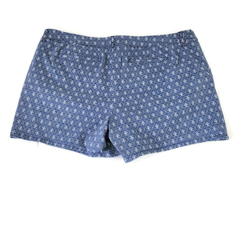 Liz Claiborne Womens Shorts 18 Plus Classic Blue Floral Zip Fly Cotton Blend