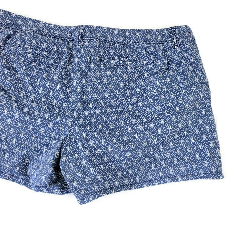 Liz Claiborne Womens Shorts 18 Plus Classic Blue Floral Zip Fly Cotton Blend