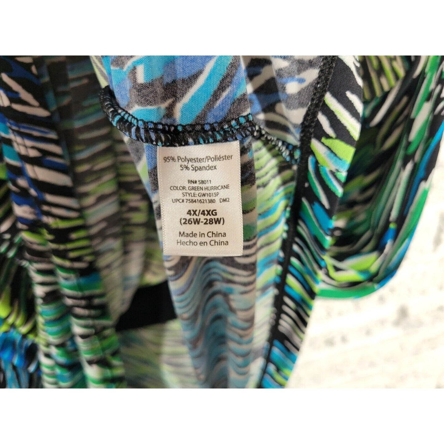 George Women Top 4X 26W 28W Plus Tank Blue Watercolor Draped Poly Blend Career