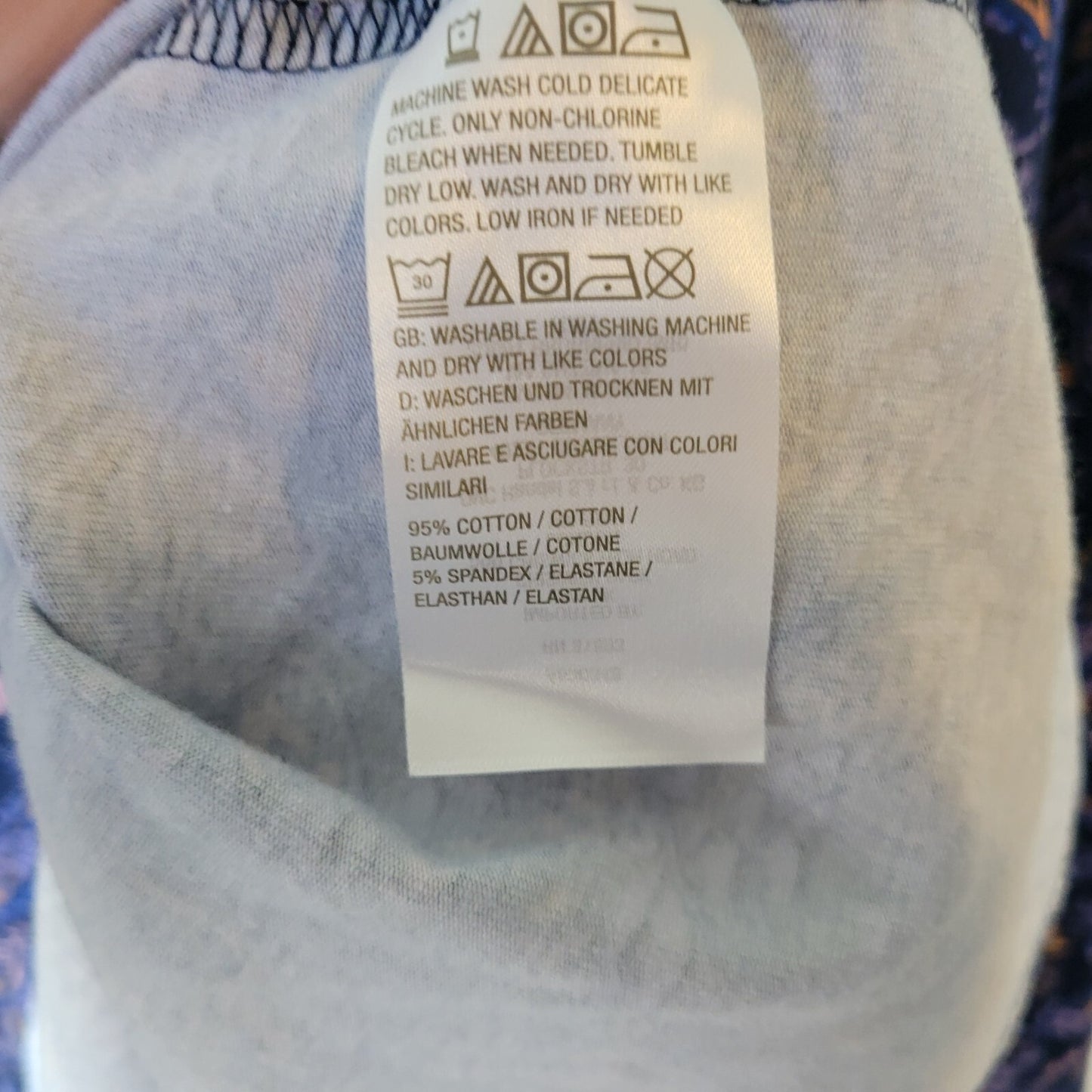 Denim Co Womens Top 5X Plus Long Sleeve Blue Paisley Cotton Blend Comfy Casual