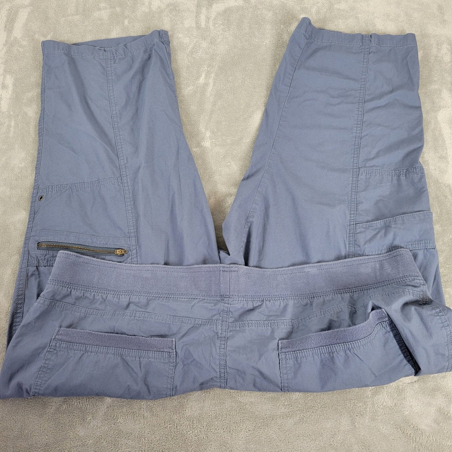 Lee Womens Pants 24W Plus Capri Cargo Relaxed Fit Blue Pull On Lightweight Comfy