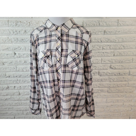 Torrid Womens Shirt 11X Plus Collar Button Up Cotton Long Sleeve Pink Plaid