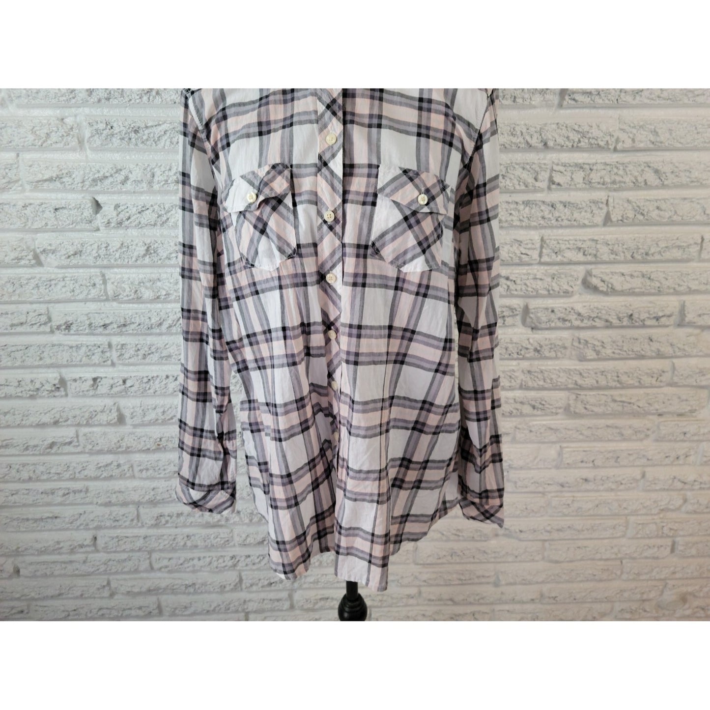 Torrid Womens Shirt 11X Plus Collar Button Up Cotton Long Sleeve Pink Plaid