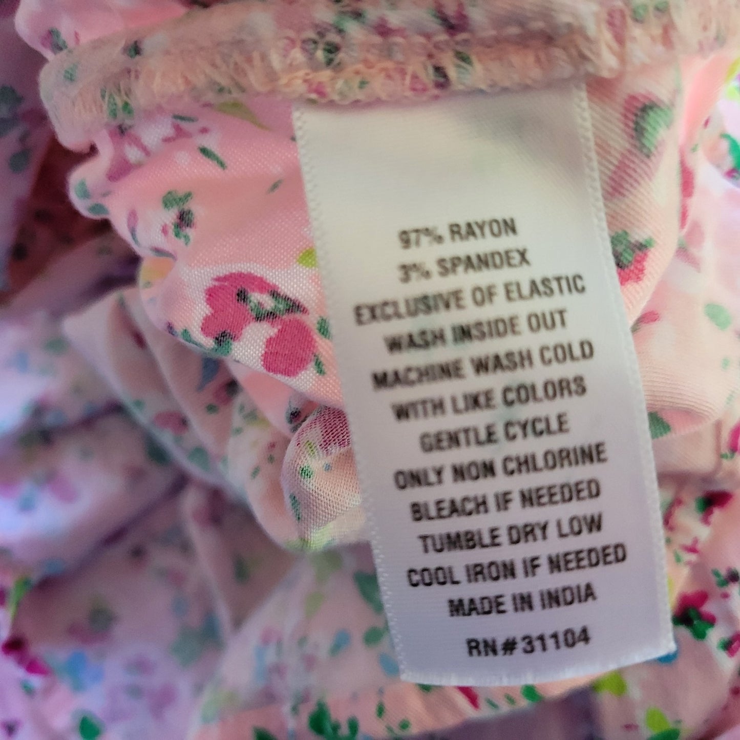 Crown Ivy Womens Top XXL Plus 3/4 Sleeve Pink Green Floral Lightweight Casual