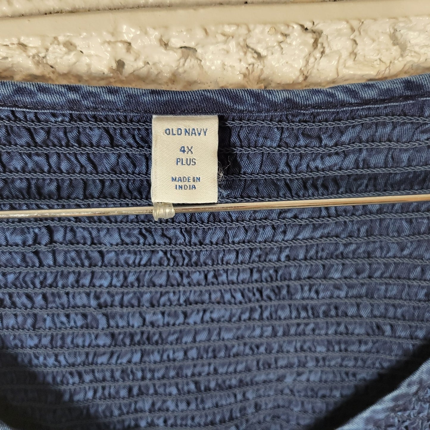 Old Navy Womens Dress 4X Plus Long Sleeve Blue Smocked Fit Flare Casual Comfy