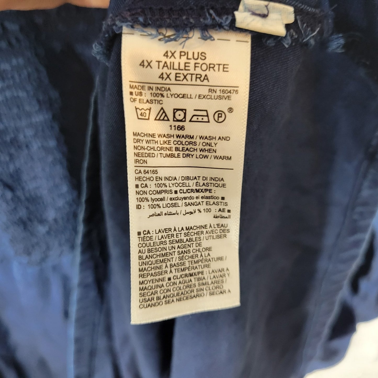 Old Navy Womens Dress 4X Plus Long Sleeve Blue Smocked Fit Flare Casual Comfy