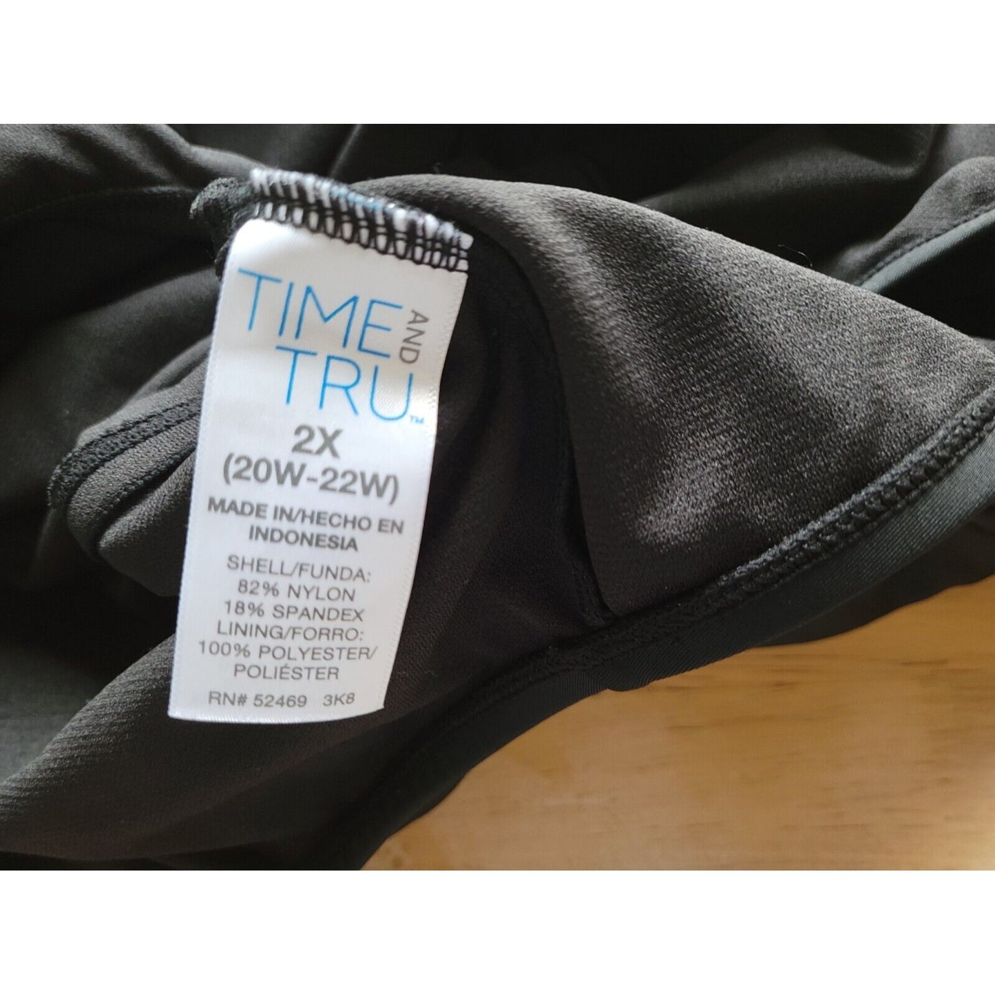 Time Tru Womens Swimsuit 2X 20W 22W One Piece Halter Black Built in Bra VNeck