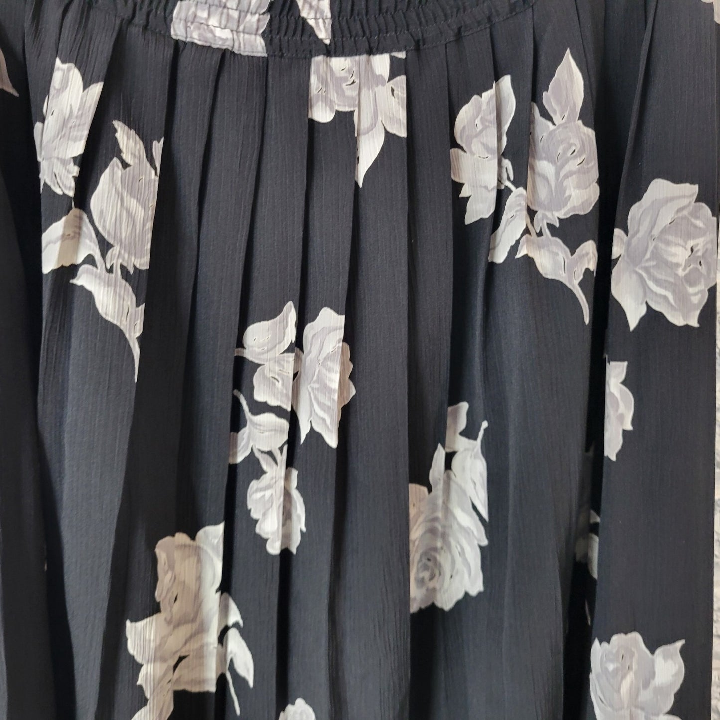 Alfred Dunner Women Skirt 22W Plus ALine Pull On Black Gray Floral Sheer Pleated