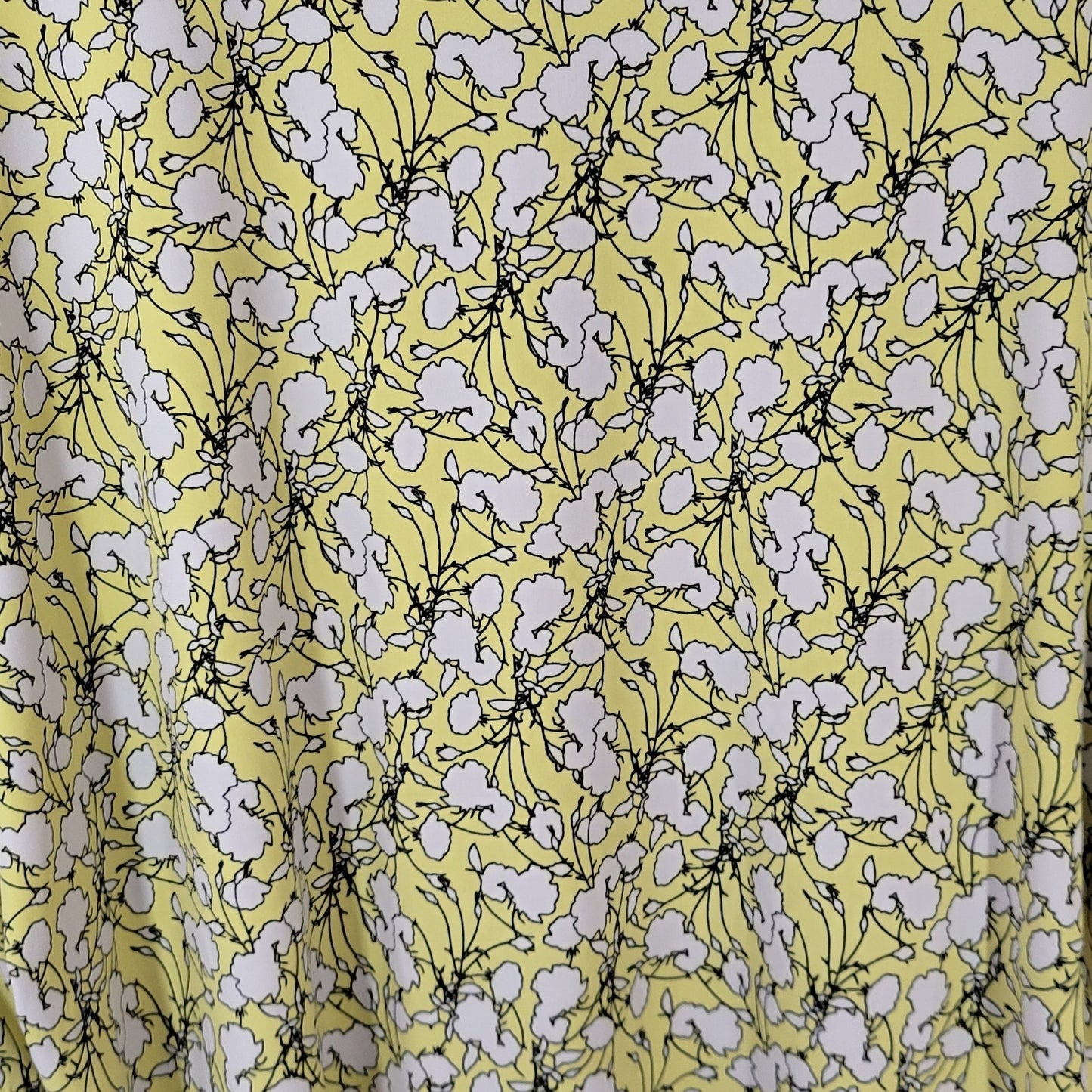 Liz Claiborne Womens Top XXL Plus 3/4 Bell Tied Sleeve Poly Blend Yellow Floral