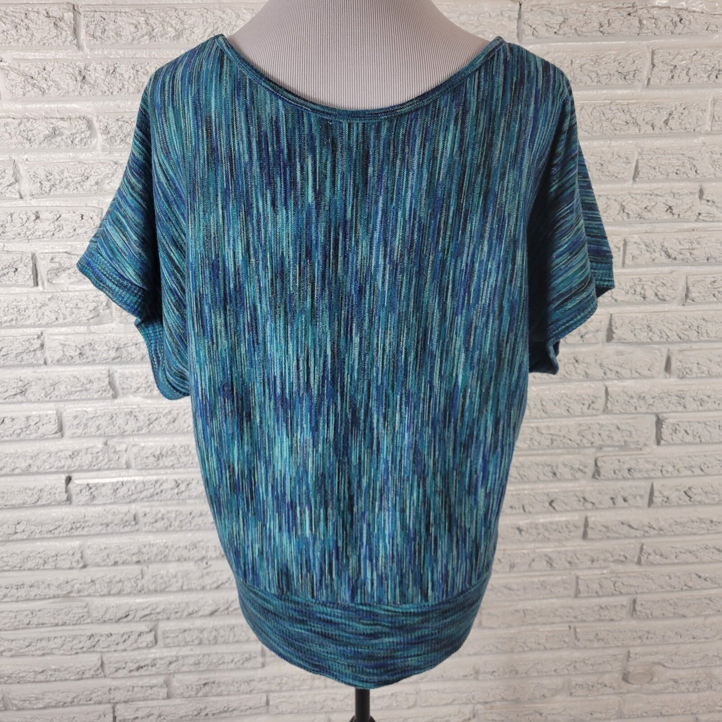 Dress Barn Womens Sweater 1X Plus Short Dolman Polyester Blue Marled Speckle