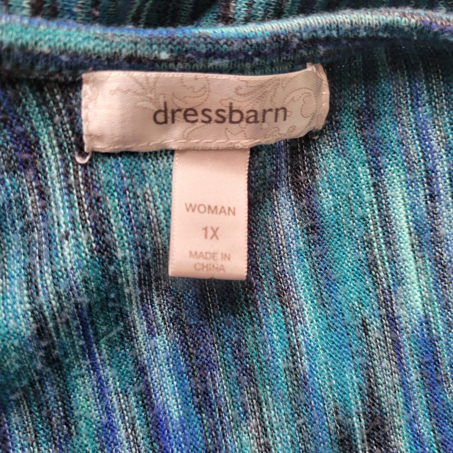 Dress Barn Womens Sweater 1X Plus Short Dolman Polyester Blue Marled Speckle