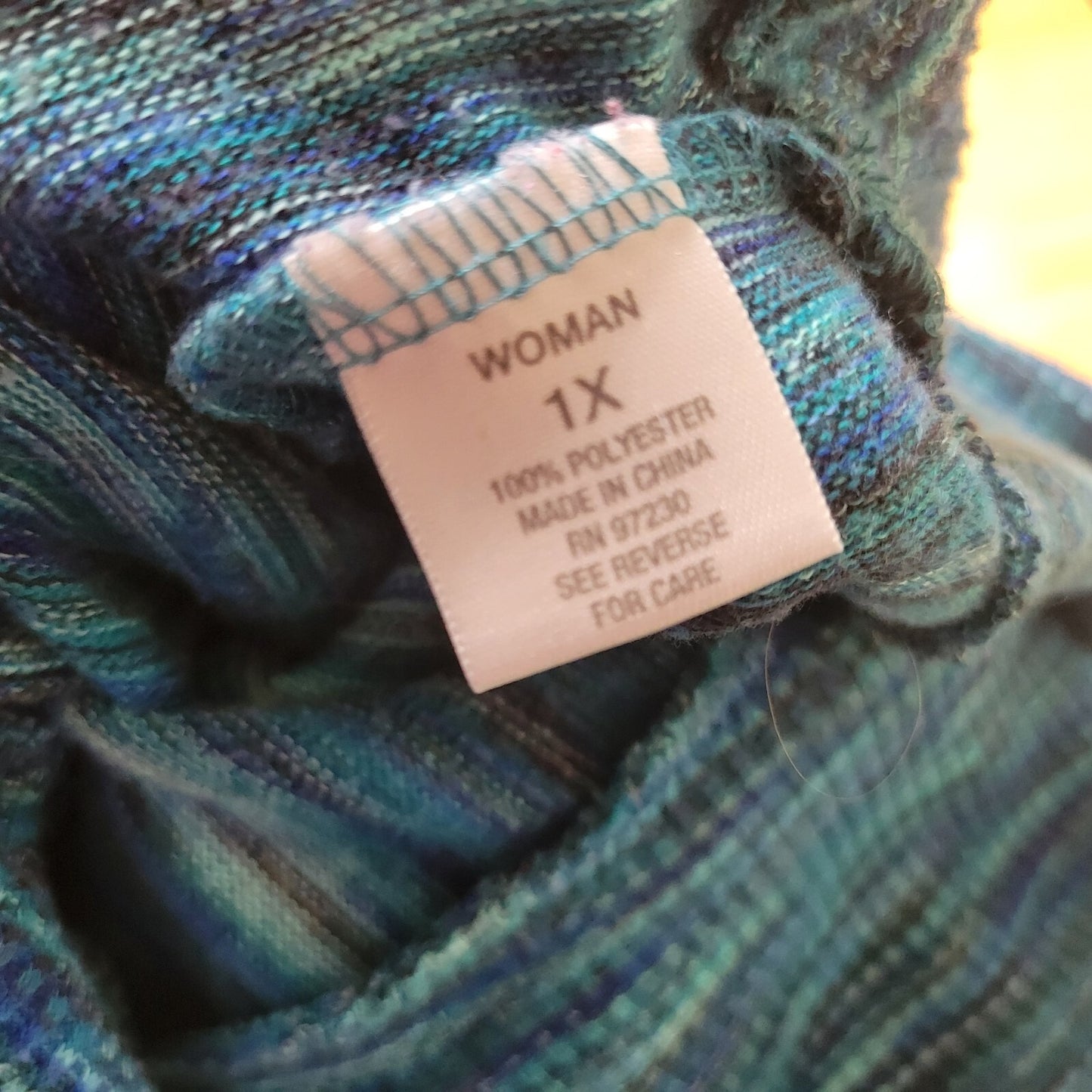 Dress Barn Womens Sweater 1X Plus Short Dolman Polyester Blue Marled Speckle