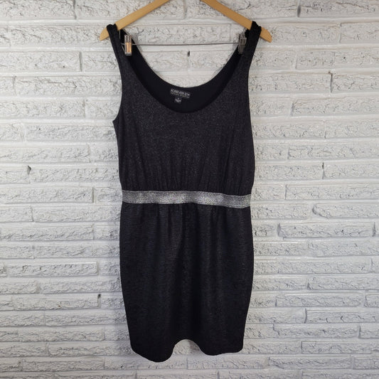 Forever 21 Dress 1X Mini Sleeveless Party Little Black Dress Metallic Sparkle