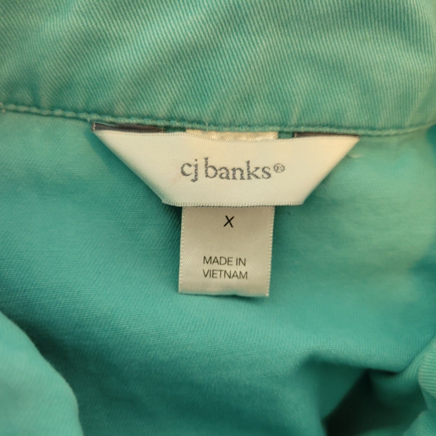 CJ Banks Womens Jacket Extra Large XL Denim Baby Blue Pockets Zip Snap Casual