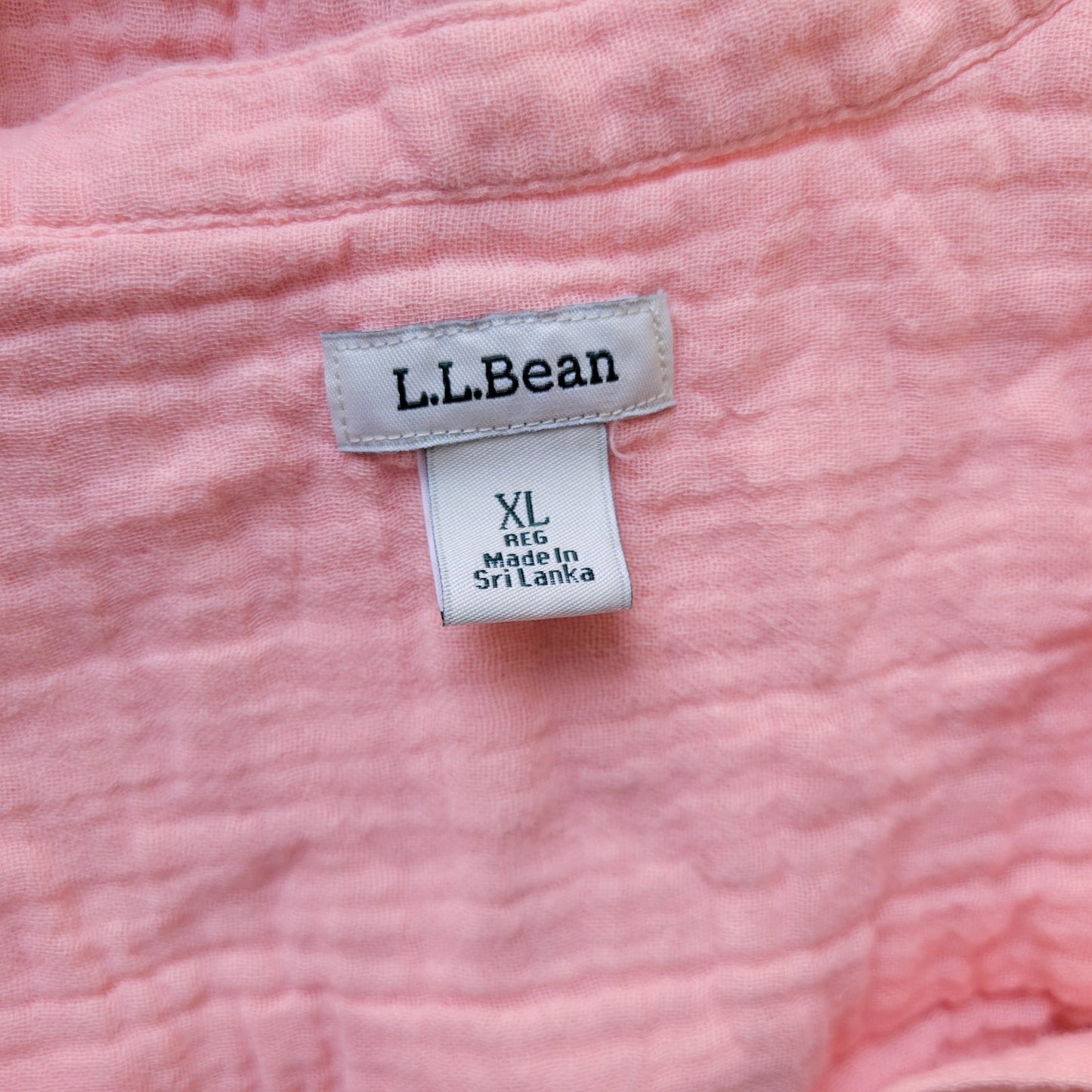 LL Bean Womens Top XL Short Sleeve Pink Cotton Cloud Gauze Casual Lightweight