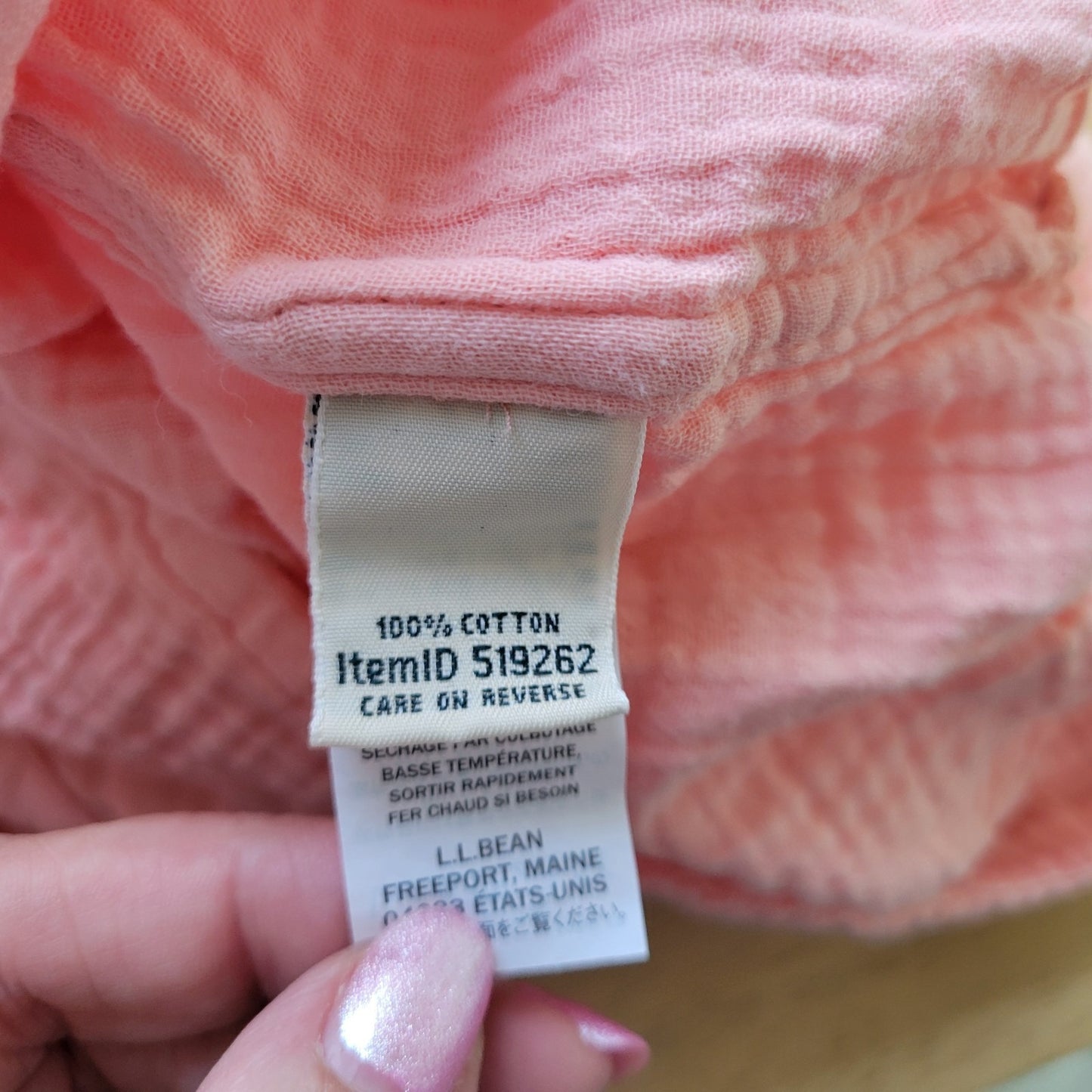 LL Bean Womens Top XL Short Sleeve Pink Cotton Cloud Gauze Casual Lightweight