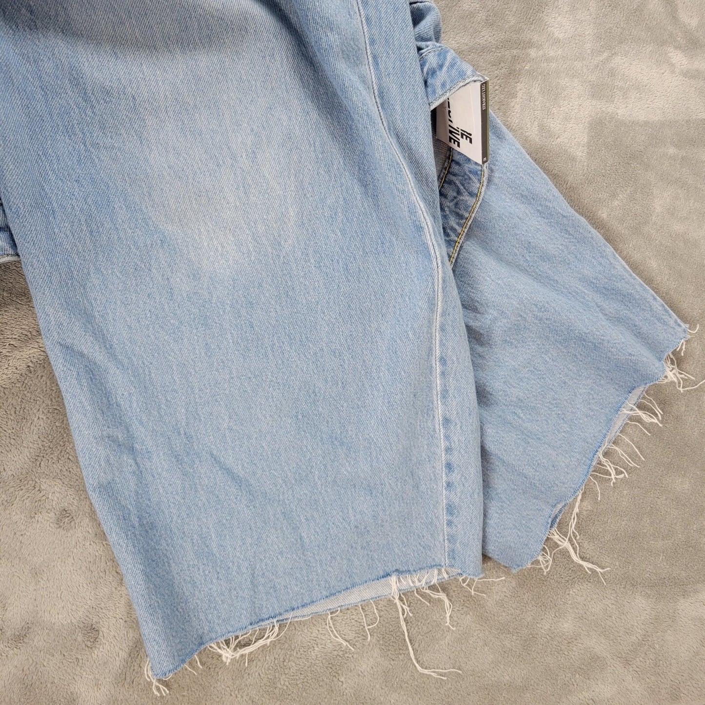 Future Collective Womens Jeans 28 Straight Leg Light Blue Denim Zip Fly Raw Hem