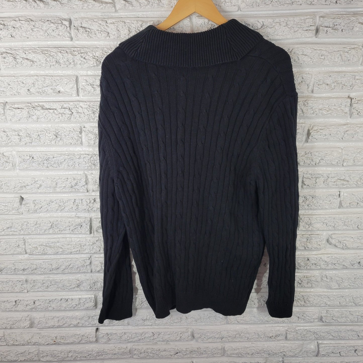 Chaps Womens Sweater 3X Plus Cable Knit Black Cotton Turtleneck Casual Travel