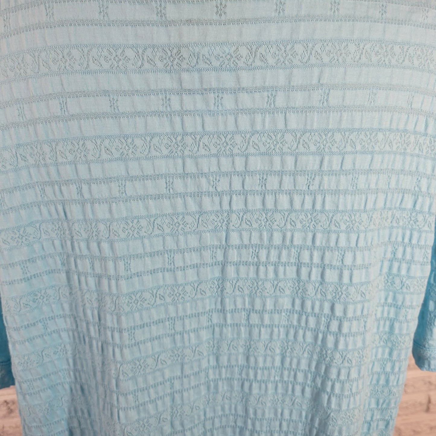 Ruby Rd Womens Top 2X Plus Tee Blue Tied Short Sleeve Eyelet Lightweight Comfy